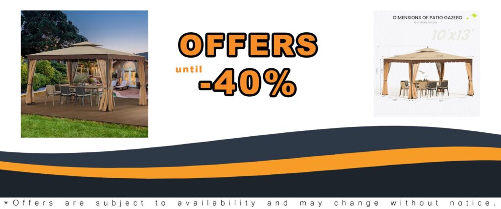 10x13 Sturdy Metal Outdoor Patio Gazebo with Mosquito Netting