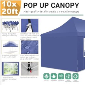 Here is the optimized SEO meta description:

"Turn any outdoor space into a party venue with the COBIZI 10x20 Pop Up Canopy featuring 4 sidewalls, waterproof and UV-resistant fabric. Perfect for events, commercial use or backyard gatherings. Includes carry bag, sandbag, stake, and rope."