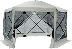 Discover the Outsunny 12' x 12' Hexagon Screen House, a portable gazebo with mesh netting walls and carry bag. Enjoy shaded relaxation and protected outdoor living spaces.
