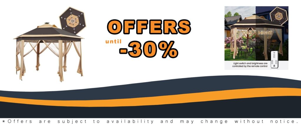 Yaheetech Pop-up Patio Gazebo Tent with Solar LED Lights