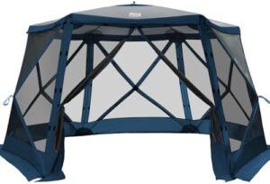 Here is the optimized SEO meta description:

"Instantly set up your outdoor space with the Timber Ridge 12x11ft Pop Up Gazebo, perfect for camping, backyard gatherings, and more. Roomy enough for 6 people, with netting for added security."
