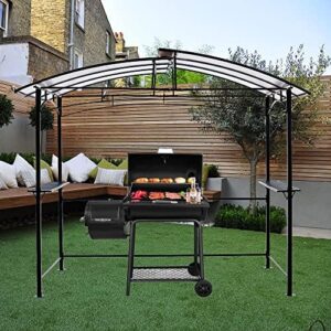 Elevate your outdoor cooking experience with the Grill Gazebo, featuring an interlaced vented polycarbonate roof, side shelves, and 8x5Ft coverage. Perfect for patio gatherings and picnics!