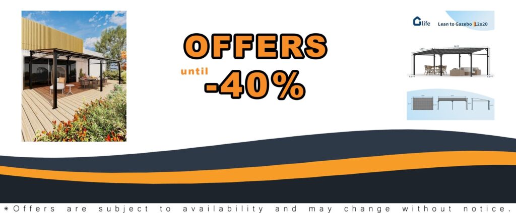 12x20 Upgraded Lean-to Wall-Mounted Gazebo with 6mm Polycarbonate Roof and Reinforced Aluminum Frame for Patio Backyard