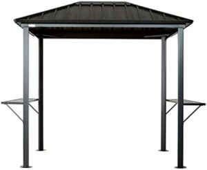 "Transform your backyard gatherings with the Sojag 6x8' Outdoor Dakota Hardtop Grill Gazebo. Perfect for grilling and shade, this sturdy structure features a charcoal-ready grill and spacious interior."