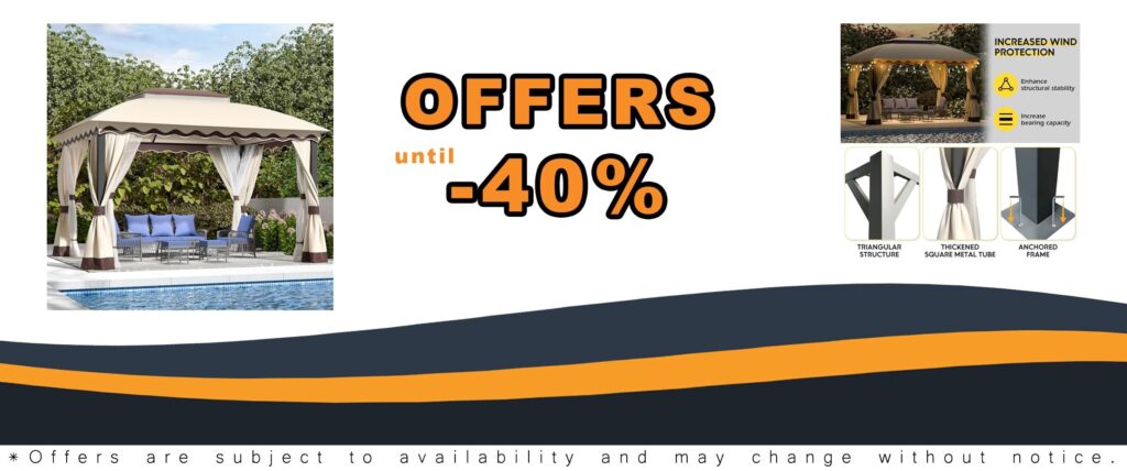 Heavy Duty 10x13 Outdoor Patio Gazebo with Mosquito Netting and Double Roof Canopy