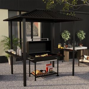 Here is the output:

"Stay shaded while grilling with Outsunny's 6x8 ft Hardtop Grill Gazebo, featuring a metal roof and aluminum frame, perfect for patio or garden gatherings. Save up to 30% today!"