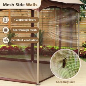 Elevate your outdoor living space with the 10x10 Double Vent Canopy Gazebo featuring mosquito netting and easy setup steel frame perfect for patio, lawn, garden, backyard, or deck.