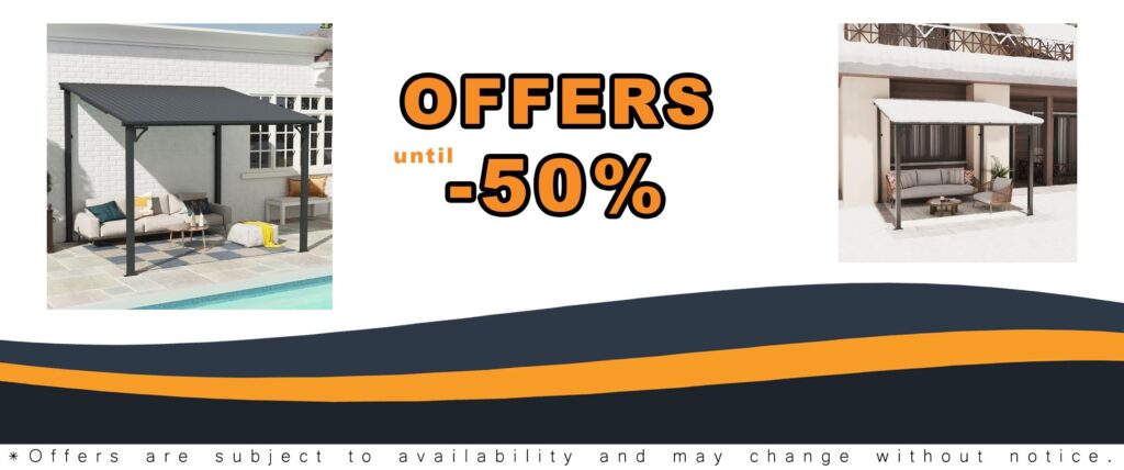 SUNSITT 8x10 Outdoor Lean to Gazebo Pergola with Hard Top Metal Awning