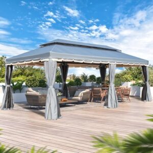 Stay shaded in style with the Yolemy 10x20 Outdoor Canopy Gazebo featuring a double roof, steel frame, and netting for extra coverage. Perfect for patios, parties, or backyard gatherings.