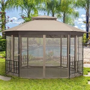 Discover the ultimate outdoor shelter with the Moccha Octagonal Canopy Tent, featuring sturdy steel frame, double roof ventilation and netting sidewalls. Perfect for parties, BBQs and family gatherings, this 10x12 ft gazebo offers ample space and protection from the elements.