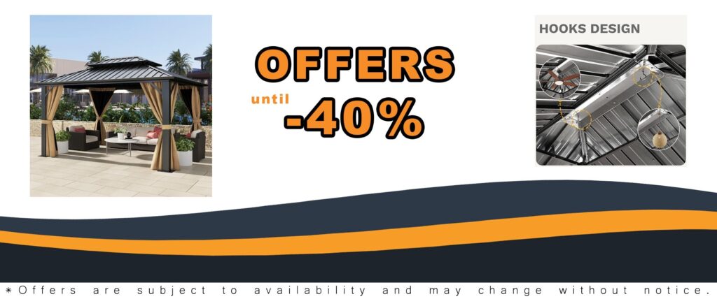 DWVO 10x12ft Hardtop Gazebo Double Roof with Nettings and Curtains