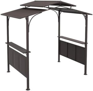Discover the Outsunny BBQ Grill Gazebo with steel frame and polycarbonate roof, featuring 2 side shelves. Perfect for outdoor gatherings, great value at a discounted price!
