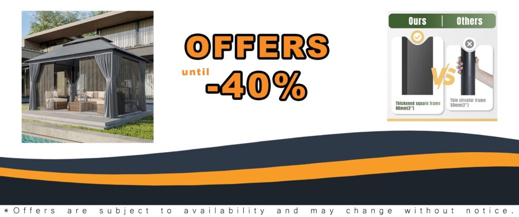 AOXUN Outdoor Gazebo 10x12 Metal Frame Party Tent Shelter Gray