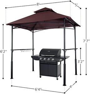 Here is the optimized meta description:

"Perfect backyard grill shelter: Garsing 8x5 Ft Grill Gazebo with heavy duty steel frame and waterproof canopy, ideal for patio or backyard BBQs. Enjoy cooking and dining in comfort."