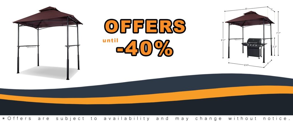 Garsing 8x5 Ft Outdoor BBQ Gazebo with Heavy Duty Frame and Waterproof Canopy Shelter