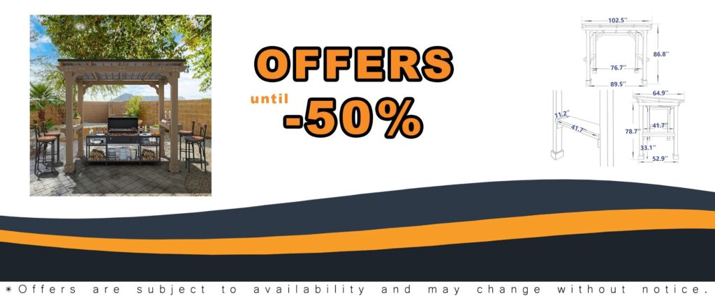 8 x 5 FT Wooden Grill Gazebo with Sloping Metal Roof and 2 Full Size Grills