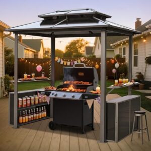 Experience outdoor cooking with MELLCOM's 6' x 8' Grill Gazebo, featuring double polycarbonate panels, storage cabinets and side shelves. Perfect for backyard gatherings! Enjoy discounts up to 20% off.