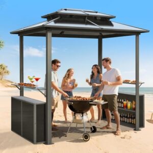 Experience outdoor cooking with MELLCOM's 6' x 8' Grill Gazebo, featuring double polycarbonate panels, storage cabinets and side shelves. Perfect for backyard gatherings! Enjoy discounts up to 20% off.