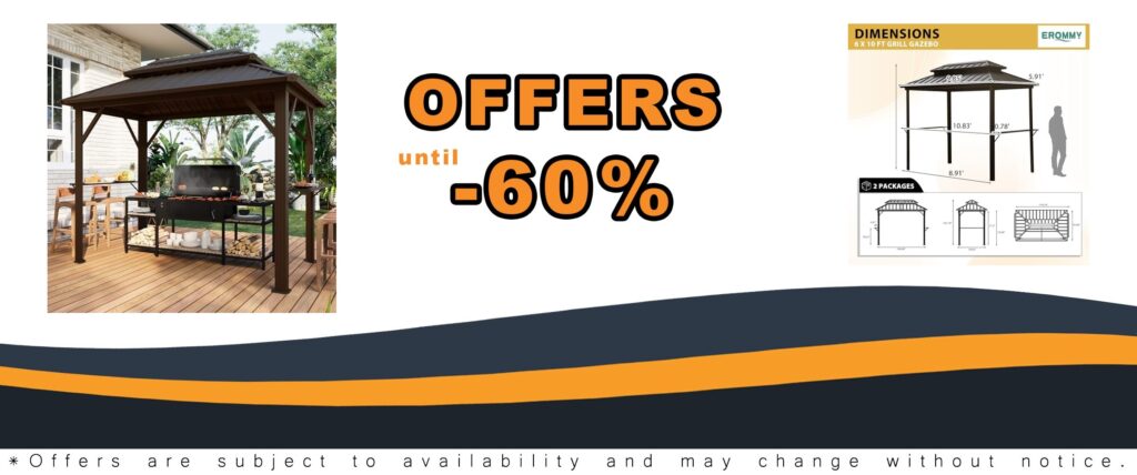 Erommy 6x10 Hardtop Outdoor Metal BBQ Gazebo with Double Steel Roof