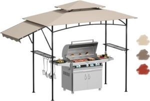 "Upgrade your outdoor gatherings with the Grill Gazebo 11x5 Double Tiered featuring a waterproof canopy and extra shadow protection. Perfect for patio or backyard BBQs, ideal dimensions 11x5 ft."