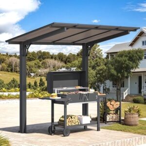Here is the optimized meta description:

"Add outdoor style to your patio with this freestanding gazebo featuring a hard top roof and grill gazebo perfect for carports, pergolas and gazebos. Enjoy weather protection and extra space"