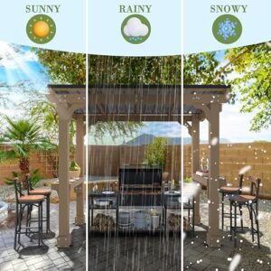 Envision outdoor gatherings under the MUPATER 8' x 5' Wooden Grill Gazebo with Sloping Metal Roof, featuring a hard top grill gazebo with 2 side shelves for full-size grills. Perfect for patios, lawns, and backyards.