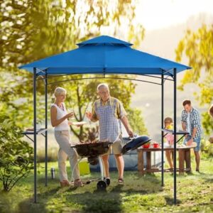 Discover the ultimate backyard BBQ experience with Cobana's 8x5' gazebo grill shelter featuring a double-tiered canopy, steel frame, and bar counters.