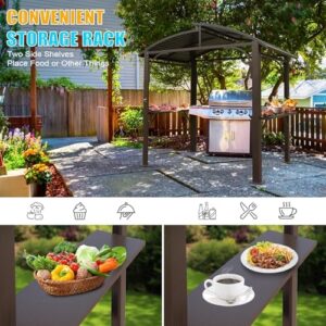 Enhance your outdoor cooking experience with the 8x5 Grill Gazebo, featuring a double galvanized steel roof and two side shelves. Perfect for patio gatherings, this metal grilling gazebo includes a bottle opener.