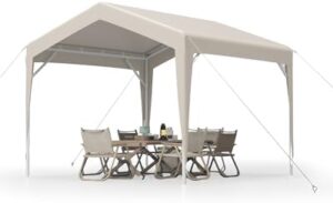 Here is the optimized SEO meta description:

"Set up outdoor events in style with this 10x10 ft canopy party tent featuring a waterproof tarp and sturdy design for camping, weddings, or backyard gatherings."