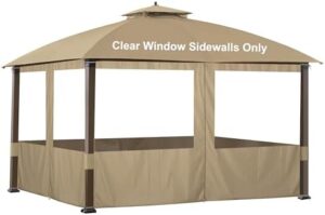 Transform your outdoor space with the SCOCANOPY Clear Window Gazebo Privacy Curtain Set, perfect for 10x12 ft Eagle Brooke Soft Top Gazebo Model A101007600/603/604. Beige color fits perfectly.