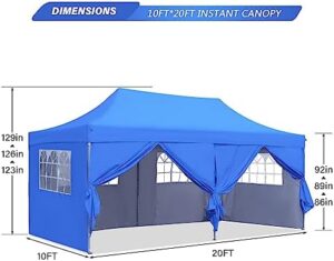 Here is the generated SEO meta description:

"Waterproof and portable, this 10x20 outdoor canopy tent features 6 removable sidewalls and heavy-duty construction for weddings, BBQs, catering, garden, beach, or camping events."