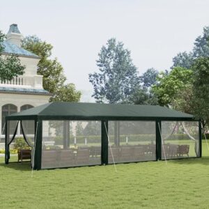 Get ready to party under the sun or stars with Outsunny's 10' x 28' Party Tent! Enjoy shaded events and BBQs with removable sidewalls and sturdy construction. Perfect for outdoor weddings, gatherings, and more.