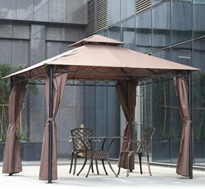 Discover the ultimate 10x10 gazebo canopy tent for outdoor events. Heavy-duty steel frame and vented top ensure stability and airflow. Perfect for backyard, patio, garden, or party use - brown color available.
