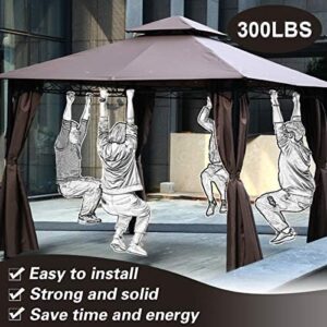 Discover the ultimate 10x10 gazebo canopy tent for outdoor events. Heavy-duty steel frame and vented top ensure stability and airflow. Perfect for backyard, patio, garden, or party use - brown color available.