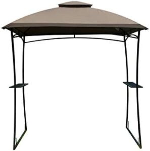 "Experience outdoor cooking with the Ecolinear QSP85 grill gazebo, featuring a double-tier barbeque shelter and canopy tent perfect for 8x5 spaces. Get ready to savor meals amidst nature with this spacious and weather-resistant setup."
