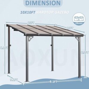 Elevate your outdoor living space with the Aoxun 10'x10' Gazebo, featuring a wall-mounted design, sloped roof and perfect for backyards, porches or decks.
