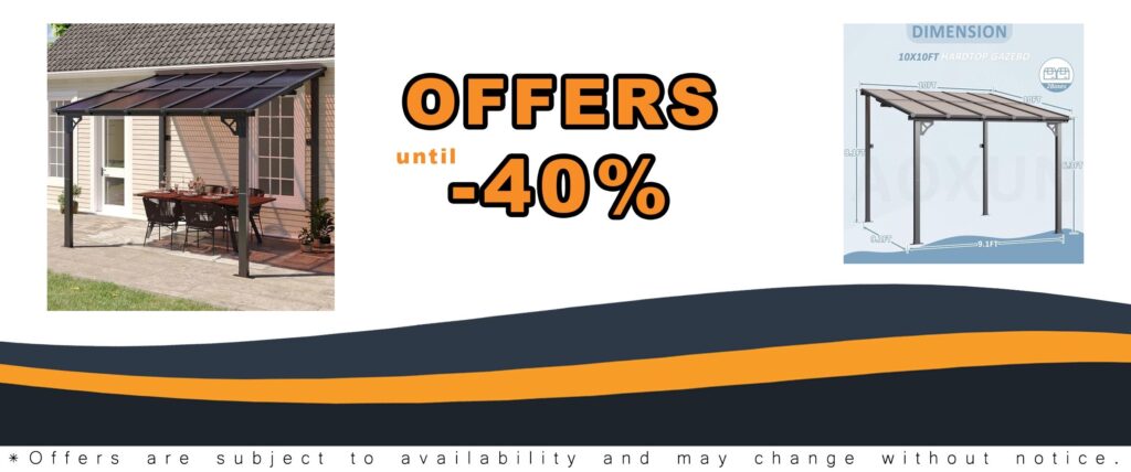 Aoxun 10x10 Wall Mounted Gazebos Outdoor Patio Shelter