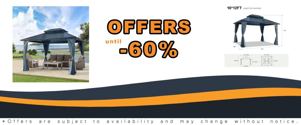 10 X 12 Galvanized Steel Double Roof Gazebo with Aluminum Frame for Outdoor UV Protection