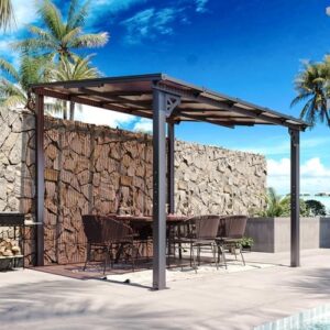 Elevate your outdoor living space with the Aoxun 8' x 10' Gazebo featuring a sloped roof and heavy-duty awnings, perfect for patios, backyards, or decks.