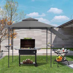 Here is the optimized SEO meta description:

"Perfect for backyard BBQs, this Cobana Grill Gazebo features a sturdy steel frame, double-tiered soft canopy top and bar counters. Enjoy outdoor gatherings with friends and family under its spacious 8x5' shelter."