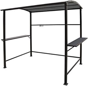Enhance your outdoor gatherings with the COBANA Grill Gazebo, featuring a spacious 8'by 4.6' canopy, soft top and metal shelves for storage, all in a sturdy gray frame perfect for BBQs and parties.