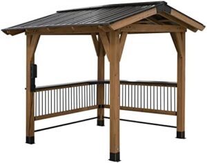 Discover the ultimate outdoor entertaining space with Backyard Discovery's Granada gazebo, featuring a galvanized steel roof, powerport, and cook station, perfect for patio or deck gatherings.