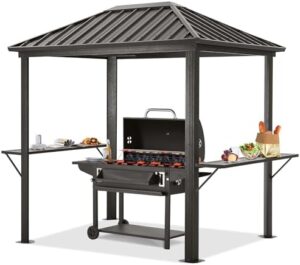 Here is the meta description:

"Upgrade your outdoor cooking space with the ABCCANOPY 6x8 Grill Hardtop Gazebo featuring a galvanized steel roof, aluminum BBQ canopy, and shelves for patio use. Perfect for permanent barbecue setups."