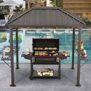 Here is the meta description:

"Upgrade your outdoor cooking space with the ABCCANOPY 6x8 Grill Hardtop Gazebo featuring a galvanized steel roof, aluminum BBQ canopy, and shelves for patio use. Perfect for permanent barbecue setups."