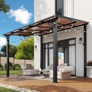 Enhance your outdoor living space with the Aoxun 8' x 5' gazebo, featuring a sloped roof and heavy-duty awnings for maximum coverage. Perfect for backyard gatherings!