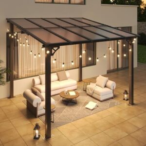 Enhance your outdoor living space with the Aoxun 8' x 5' gazebo, featuring a sloped roof and heavy-duty awnings for maximum coverage. Perfect for backyard gatherings!