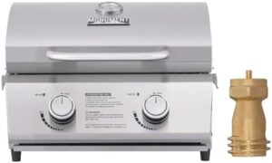 Cook up delicious meals anywhere with Monument Grills' portable propane gas grill, perfect for camping or backyard gatherings. Includes a 1-pound tank adapter and two units for sharing.