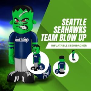 Here is the generated SEO meta description:

"Get ready to score with the Seattle Seahawks 7'8" blow up steinbacker featuring LED lights and built-in blower. Perfect for backyard parties, frontyard displays, or decorations."