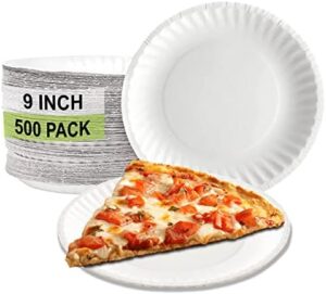 Here is the output:

"EcoQuality White Heavy Duty Disposable Paper Plates for parties, BBQs, catering, offices & events. 500-count pack with recyclable and compostable design, microwave safe, perfect for pizza and restaurant use."