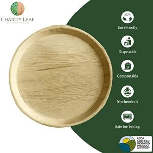 Elevate your events with eco-friendly disposable palm leaf trays! Made of bamboo-like material, these 15" round serving platters are perfect for weddings, catering, and more. Pack of 100 pieces.